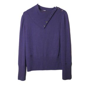 St. John Sport purple cowl neck button sweater